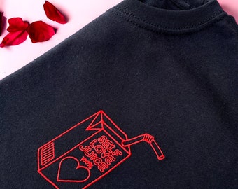 Self Love Juice Embroidered T-Shirt: Unisex Ringspun Cotton