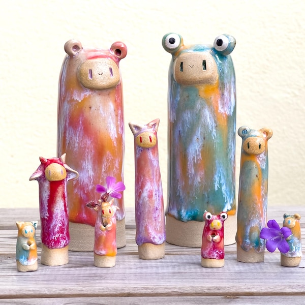 Handmade Ceramic Guardian Tealight Holder | Whimsical Wholesome Home Decor Statue