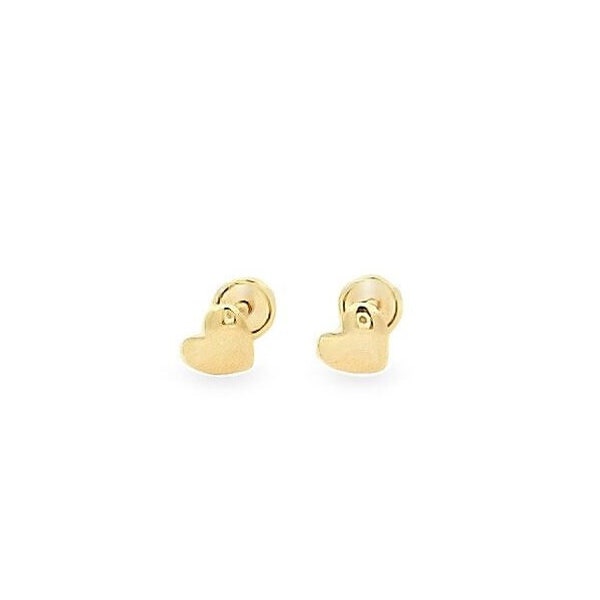 14K SOLID Dainty Cute Tiny Simple 3.5mm Heart Stud Earring with Screw Back. Women, Children, Cartilage Earring.