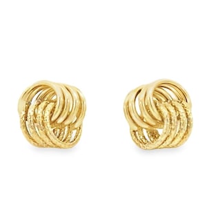 14K Solid Yellow Gold Love Knot Fancy Push Back Stud Earrings.