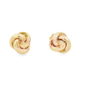 14K Solid Yellow Gold 6.5MM Trinity Love Knot Stud Earrings.