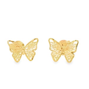 14K Solid Yellow Gold 0.5&quot; Butterfly Earrings.