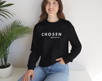 Chosen minimalist Crewneck Sweatshirt | faith typography