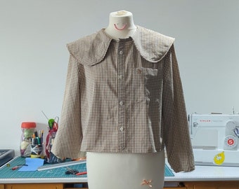 Daisy Blouse - Brown and White Gingham