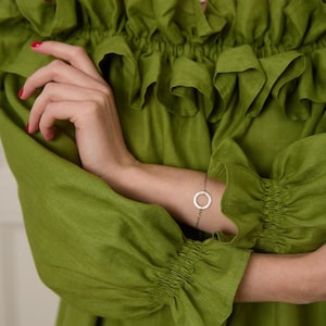 Long Linen Dress, Off shoulder dress, Linen Caftan Dress, Plus Size Linen Clothing, Emerald Green Linen Dress, Summer Maxi Dress image 3