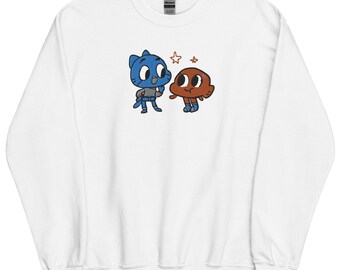 Gumball Darwin Cartoon Embroidered Crewneck Sweatshirt the Amazing World of Gumball Etsy