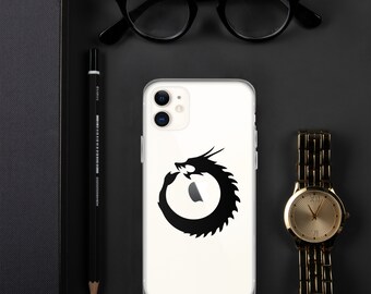 Clear Case for iPhone®, dragon lover, dragon iPhone cover, Black Dragon, unique GIFT, dragons, Graphics, Gifts, Dragon Cases