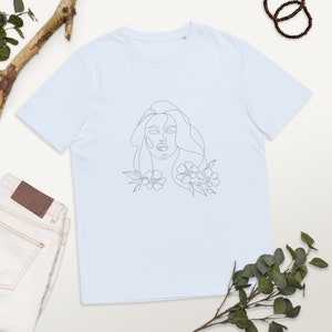 Woman Face Line Art organic cotton t-shirt, Aesthetic clothing, art shirt, art lover shirt, line art tee, One Line Art, Tshirt gift.