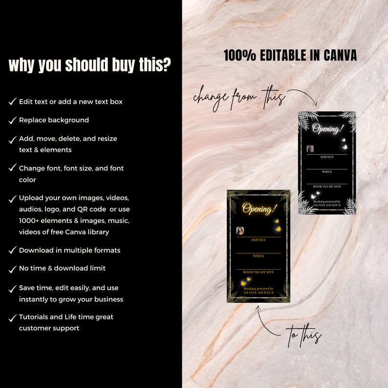 Gloss Genius Template, Aesthetic Instagram Stories, Editable Instagram