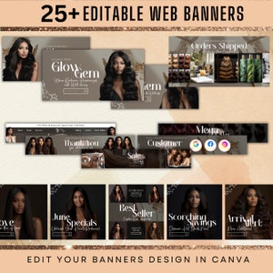 Website Banners, DIY Web Banner Template Design, Hair Website Banner Template, Website Banners Beauty, Shopify Website Banners