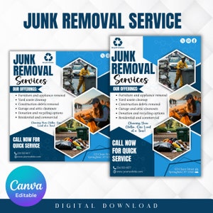 Editable Junk Removal Service Flyer Canva Template, Digital Download Scrap Service Flyer, Trash Removal Flyer, Cleaning Service flyer