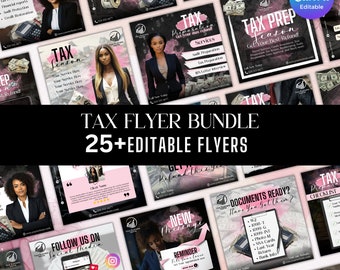 25 Editable Tax Prep Bundle, Bundle season Flyer, Tax Service Flyer, Tax Prep Instagram, Tax Flyer Template, Canva Template Instant Download