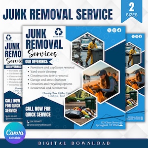Editable Junk Removal Service Flyer Canva Template, Digital Download Scrap Service Flyer, Trash Removal Flyer, Cleaning Service flyer