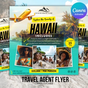 Canva template Travel Agent Flyer, DIY E-Flyer templates, Vacations Flyer, Travel Flyer, Socialmedia Flyer, canva editable, instant download