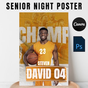 Basketball Senior Night Poster Senior Night Geschenk Sport Poster Vorlage Bearbeiten Sie in Canva und Photoshop Senior Sports Basketball Banner 2024