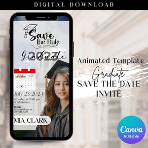 Digital & Editable Save the Date Grad E-Invite Template, Instant Download Iphone Invitation, Text Message Invite, Class of 2024 College Grad