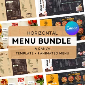 Digital Download Tv Restaurant Menu Bundle, catering menu, Restaurant menu Display screen, TV menu Board, Canva template, instant download