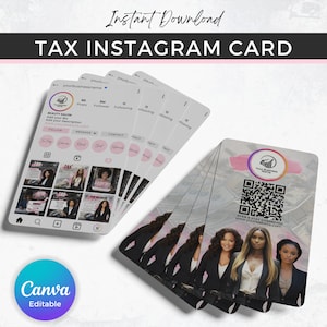 Instagram tax business card 2024, DIY Tax prepare Business Card Canva Template, Tax prep IG Business Card Template, QR code Business Card