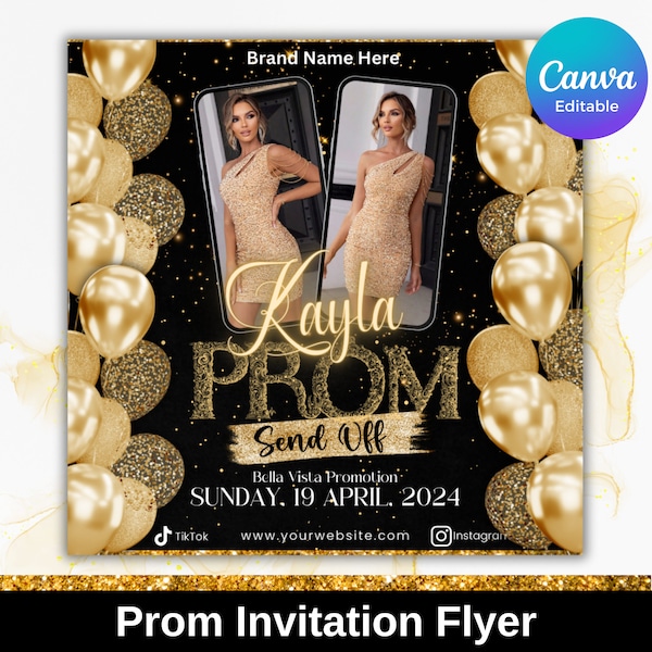 Prom Send Off Flyer, Prom Invitation Flyer, Eras Party Decorations, Prom Queen Flyer, Graduation Flyer, Music Party Invite, In My Prom Era