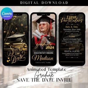 Digital & Editable Save the Date Grad E-Invite Template, Instant Download Iphone Invitation, Text Message Invite, Class of 2024 College Grad