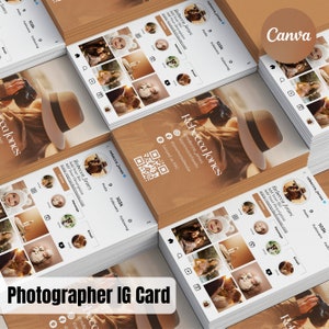 Fotograf Instagram Visitenkarte 2024, DIY Canva Visitenkarte Fotograf, QR-Code Visitenkarte, Influencer Karten, IG Canva Template