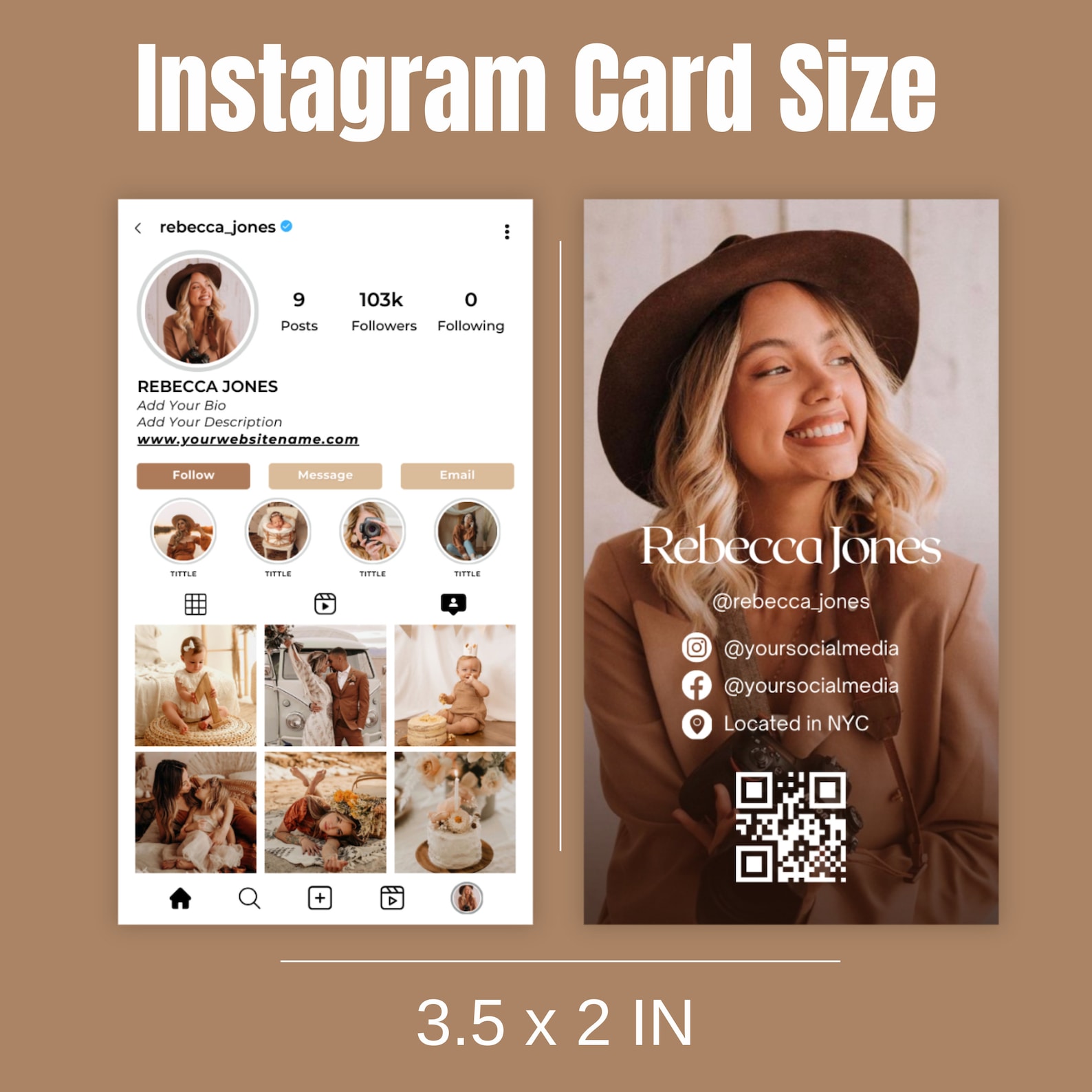 Photographer Instagram Business Card 2024, DIY Canva Business Card