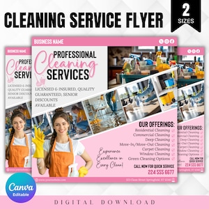 Druckbare Reinigung Service Flyer Canva Vorlage, bearbeitbare und digitale Download Hausreinigung Werbung Flyer, diy Office Home Reinigung Flyer