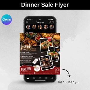 Folleto editable Plantilla Canva Folleto de venta de almuerzo, oferta dominical Folleto especial Menú de comida de restaurante Folleto de negocios Cena especial Menú de restaurante