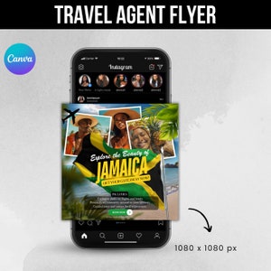 Canva template Travel Agent Flyer, DIY E-Flyer templates, Vacations Flyer, Travel Flyer, Socialmedia Flyer,Jamaica Flyer instant download