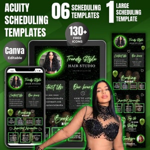 Modello di pianificazione Acuity Parrucchiere, Modello sito web Hair Acuity, Banner sito web Hair Acuity, Modello modificabile di prenotazione Acuity, Lusso