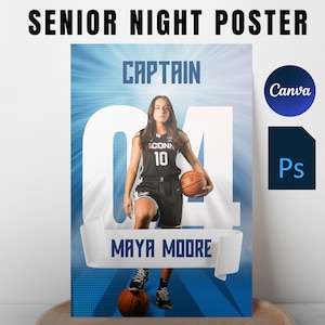 Sport Poster Photoshop Vorlage, 2024 Senior Night Poster Canva Vorlage, PSD Sportfotografie Vorlagen, Sofort Download