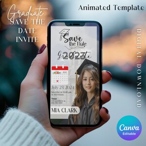 Digital & Editable Save the Date Grad E-Invite Template, Instant Download Iphone Invitation, Text Message Invite, Class of 2024 College Grad