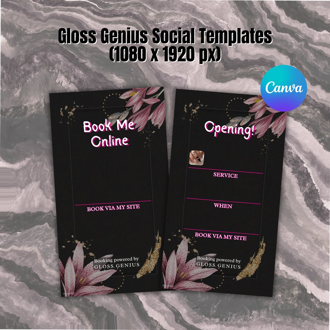 Gloss Genius Template, Pink Instagram Story Template, Editable