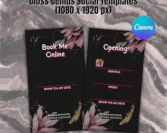 Gloss Genius Template, Pink Instagram Story Template, Editable Instagram Highlights, Aesthetic Instagram Stories Canva, GlossGenius Template