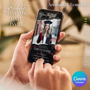 Digital & Editable Save the Date Grad E-Invite Template, Instant Download Iphone Invitation, Text Message Invite, Class of 2024 College Grad