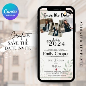 Digital & Editable Save the Date Grad E-Invite Template, Instant Download Iphone Invitation, Text Message Invite, Class of 2024 College Grad