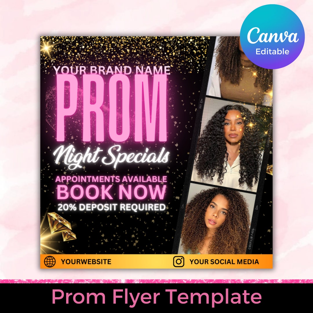 Prom Night Glam Flyer, Prom Flyer, DIY Flyer Template Design, Prom ...