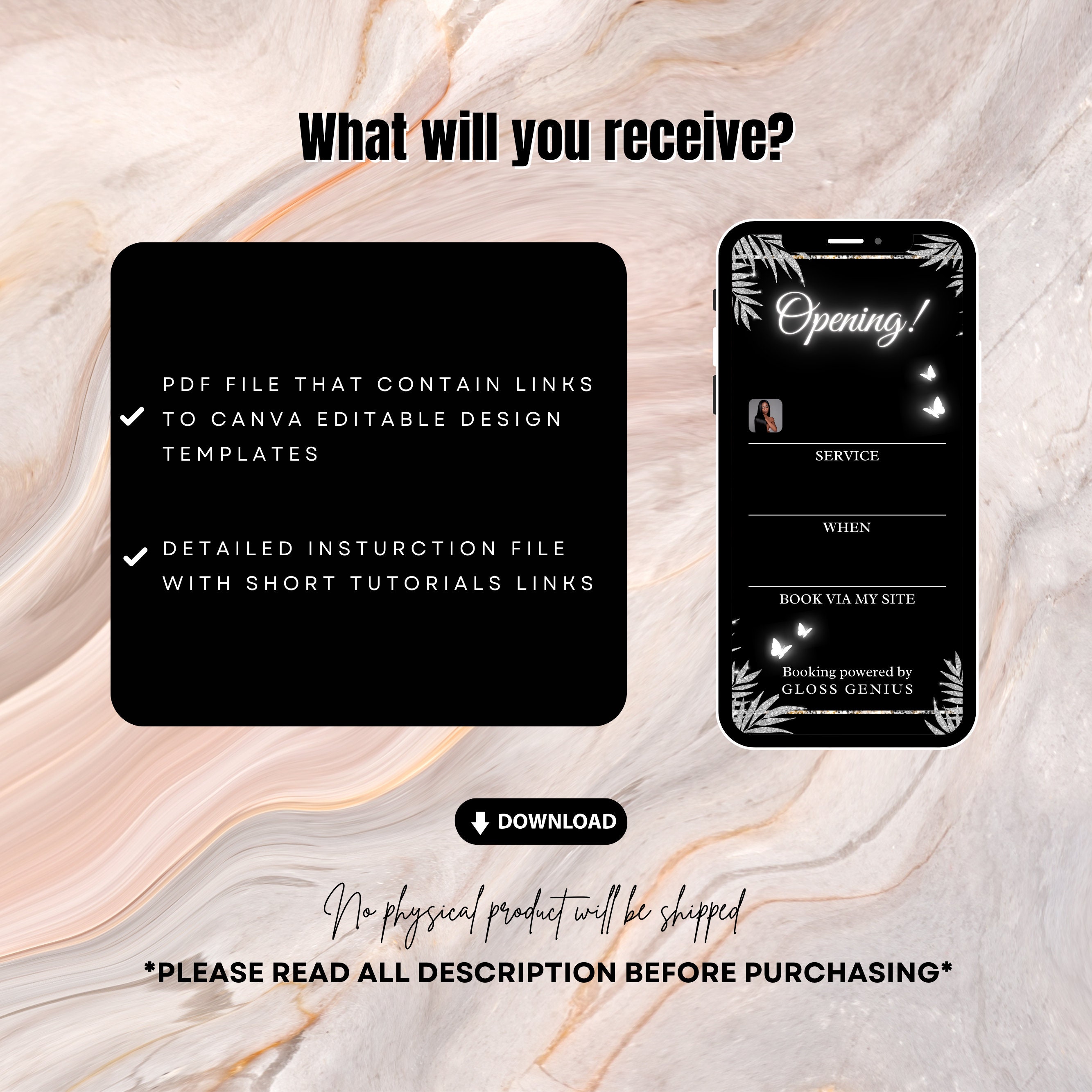Gloss Genius Template, Aesthetic Instagram Stories, Editable Instagram
