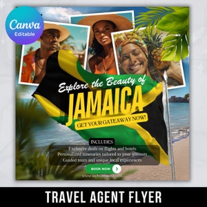 Canva template Travel Agent Flyer, DIY E-Flyer templates, Vacations Flyer, Travel Flyer, Socialmedia Flyer,Jamaica Flyer instant download