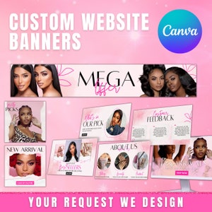 DIY Shopify Hair Website Template, diy web banners, Beauty Hair Website Template, Canva&#39;s Website Banner, Website Template, instant download