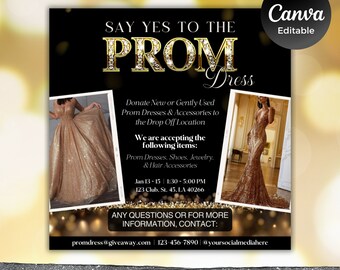 Prom Dress Flyer, Prom Send Off Flyer, Prom Flyer, Prom Send Off Invitation, Prom Fashion Flyer, Prom Party Celebration Flyer Canva
