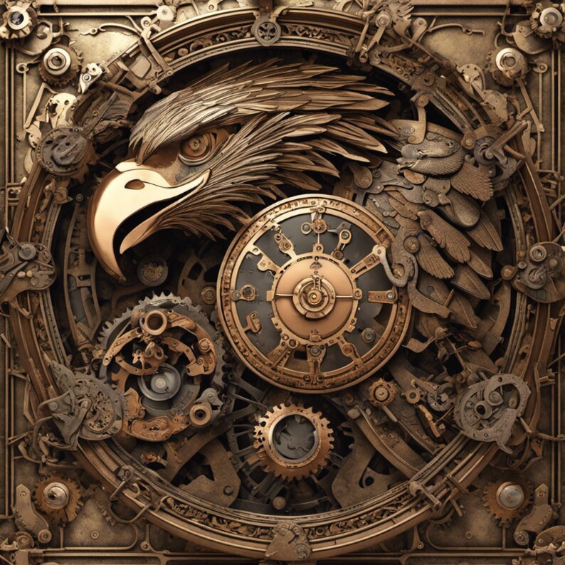 Black/white & Color Steampunk Eagle for Laser Engraving SVG Only - Etsy
