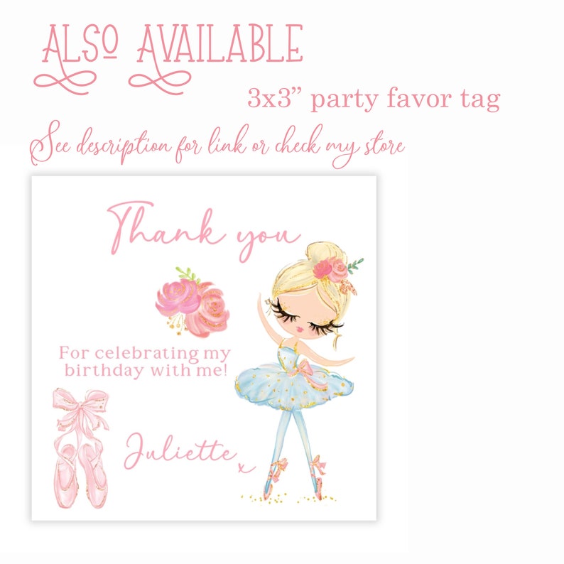 Ballerina Birthday Card Ballerina Girl Customizable Editable Printable ...