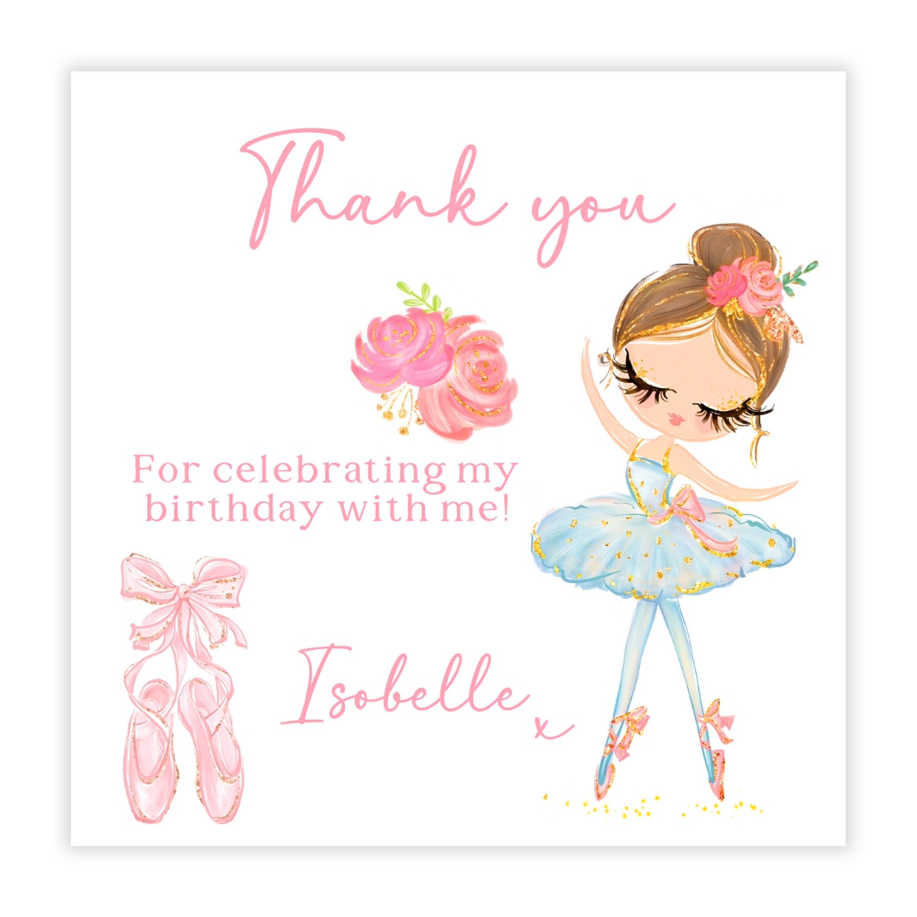 Ballerina Thank You Tag, Ballerina Girl Customizable Ballerina Party ...