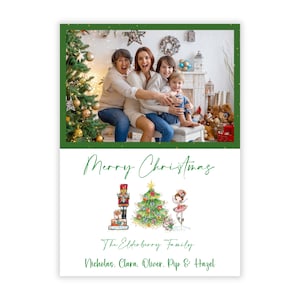 Cartão com foto de Natal do quebra-nozes, cartão com foto de férias para impressão, download digital, modelo de cartão de Natal digital, cartão de Natal digital