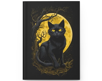 Spooky Black Cat Hardcover Journal | Witchy Gothic Notebook | Halloween Stationery