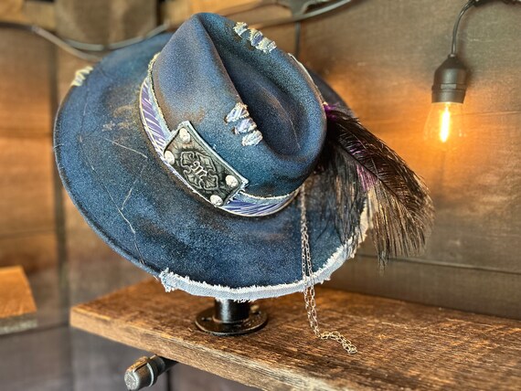 Custom Burned Rancher Blue Cowgirl Hat **western **designer 
