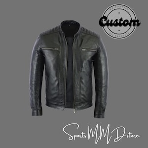 Men&#39;s Black Leather Motorcycle Jacket: Vintage Biker Style