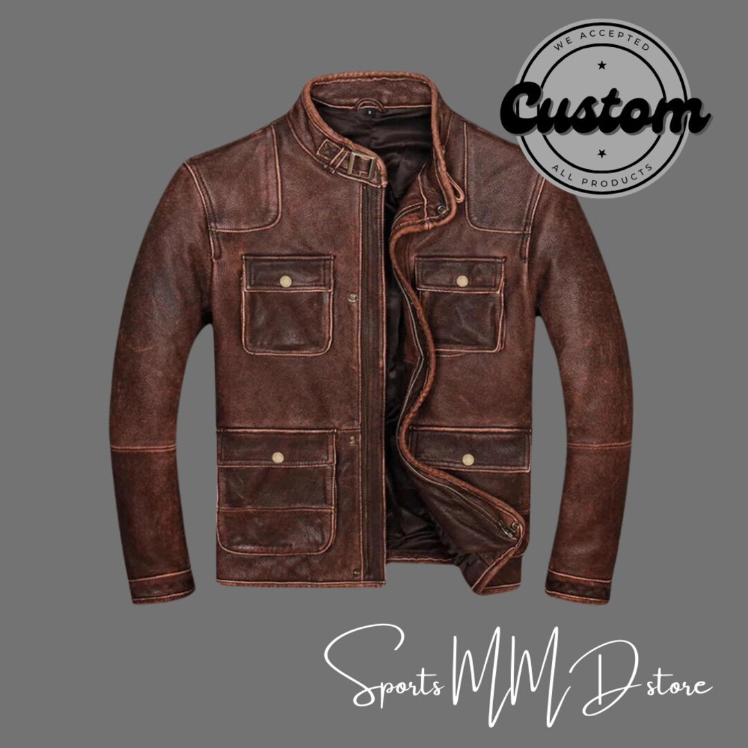 Men's Vintage Brown Leather Jacket. - Etsy
