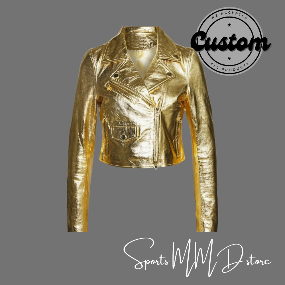 Women's Metallic Gold Lambskin Leather Jacket